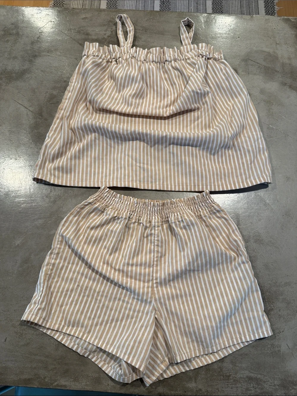 GAP Beige and White Striped Girls Pajama Set